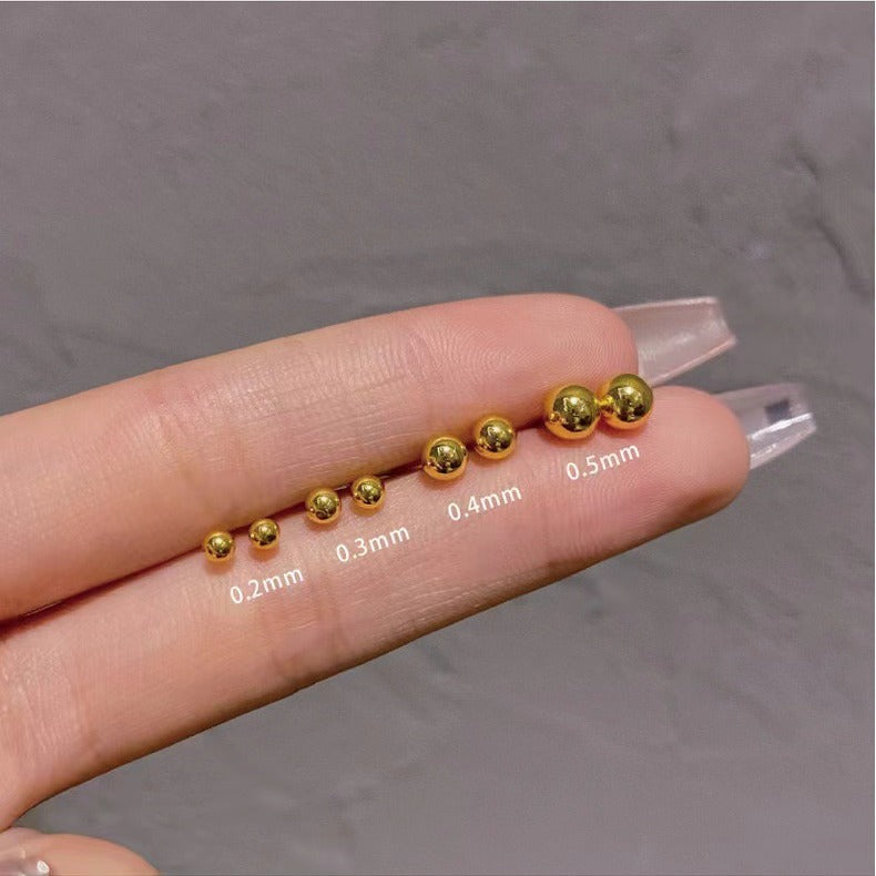 Wholesale S925 silver gold frosted small gold beads earrings