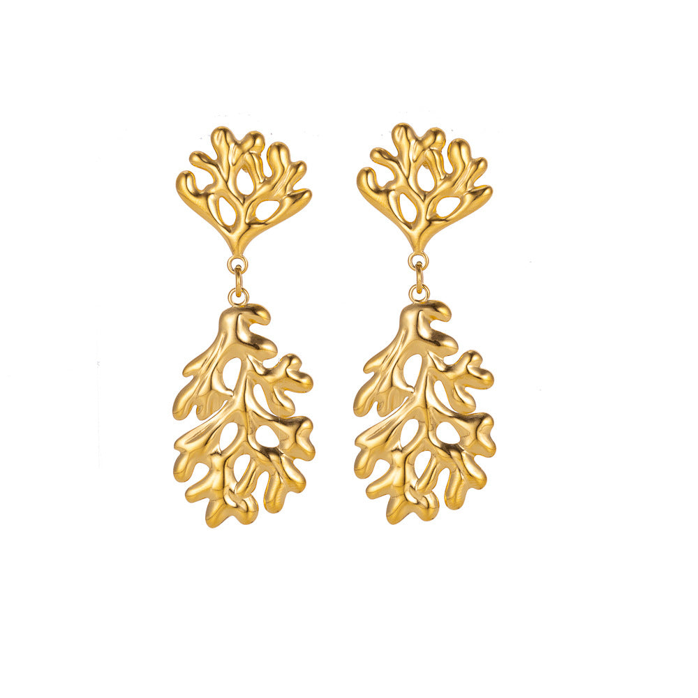 Wholesale retro  titanium steel fashion ladies flower earrings