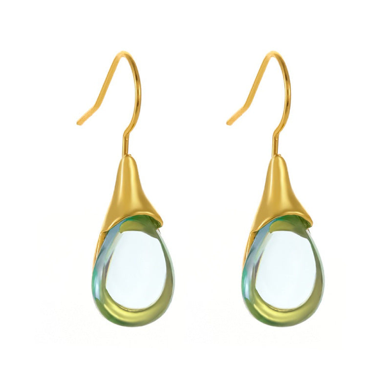 Wholesale Teardrop-shaped Cat's Eye Earrings Four-color Gemstone Earrings ACC-ES-LR001
