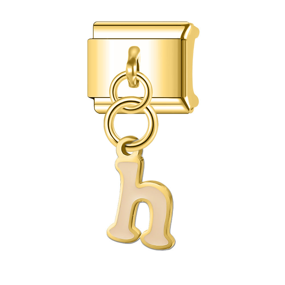 Wholesale Italian Charm Bracelet 9mm DIY Splicing Gold Letter Pendant Stainless Steel Composable Bracelet