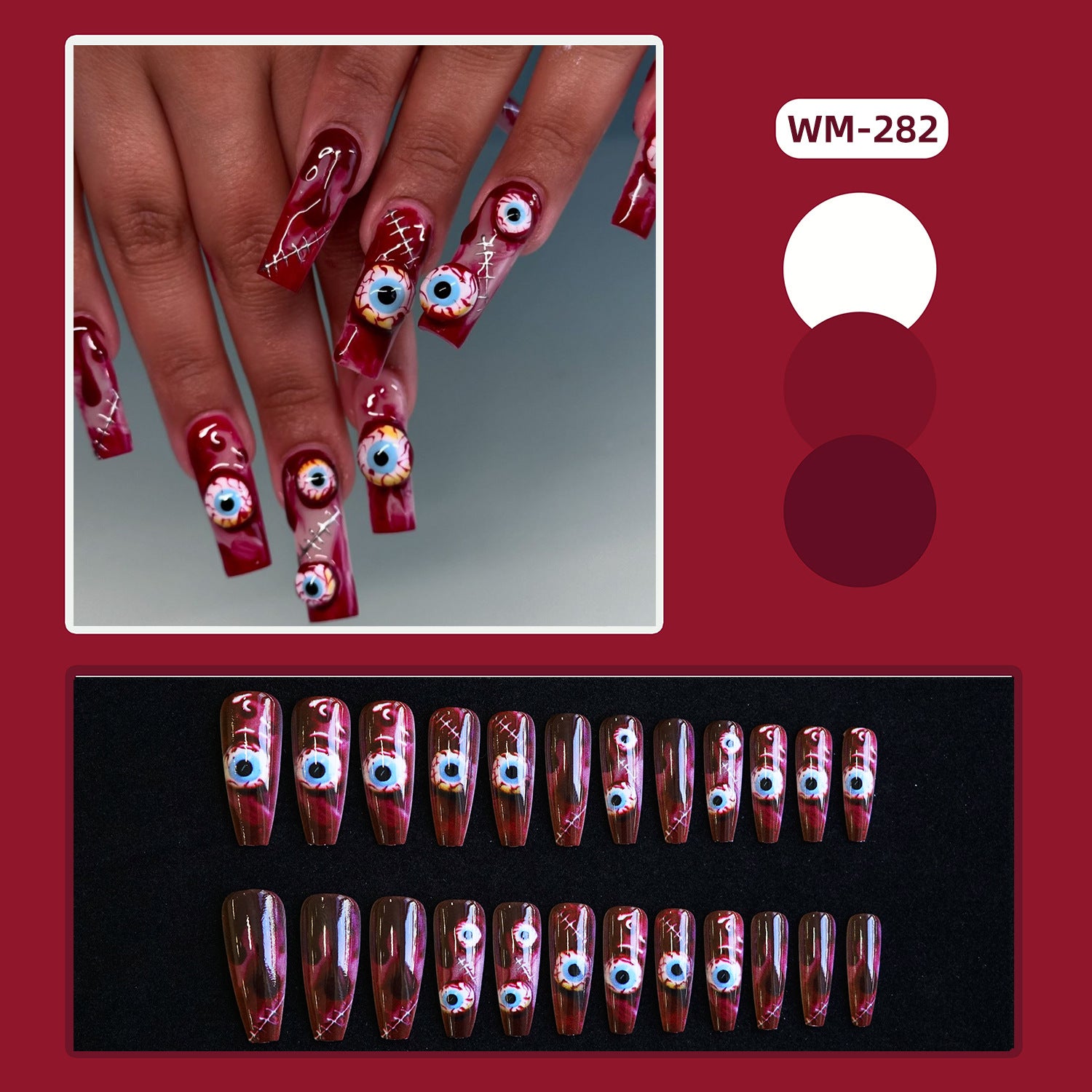Wholesale 24 Pieces/ box  Blood Eyes Nails Kits Nail Stickers