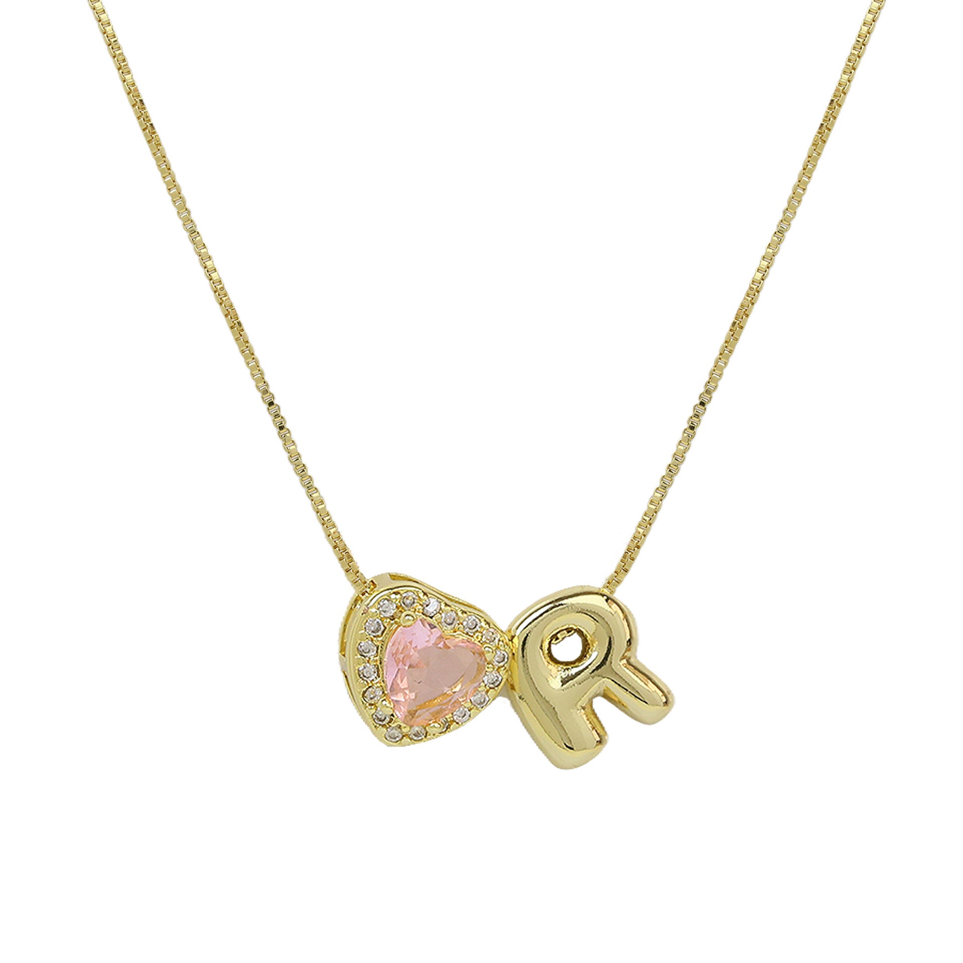 Wholesale Cute bubble 26 English letters love heart clavicle necklace