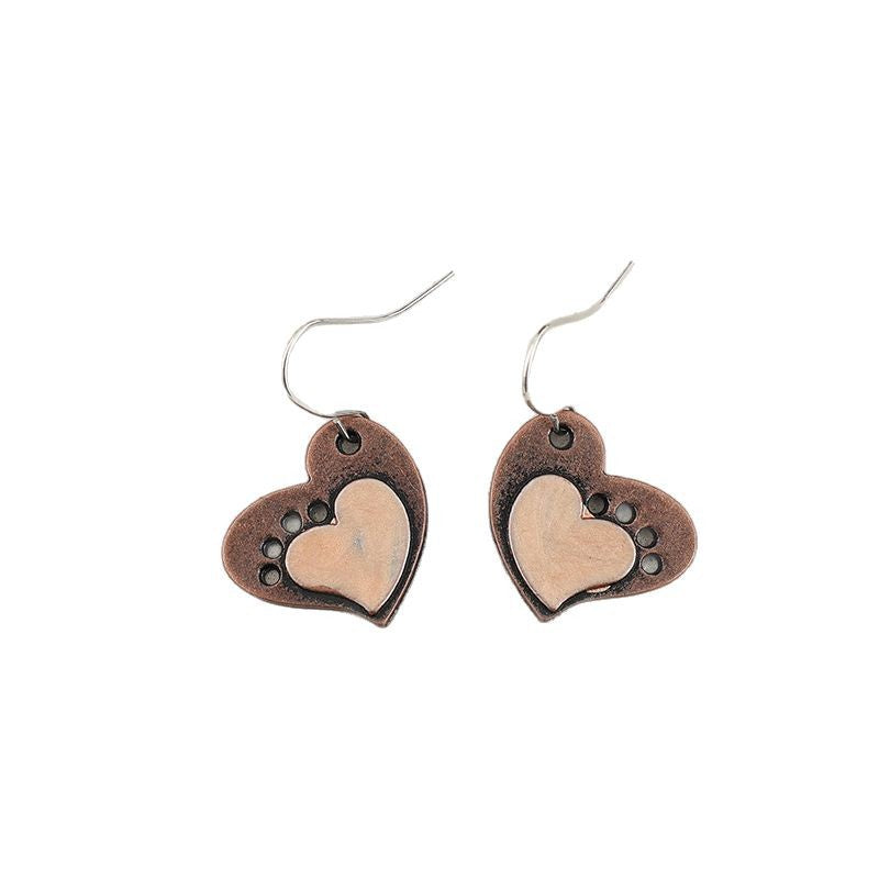 Wholesale Electroplated Alloy Heart Cut Out Earrings Retro Style Valentine' s Day Gift Jewelry Accessory