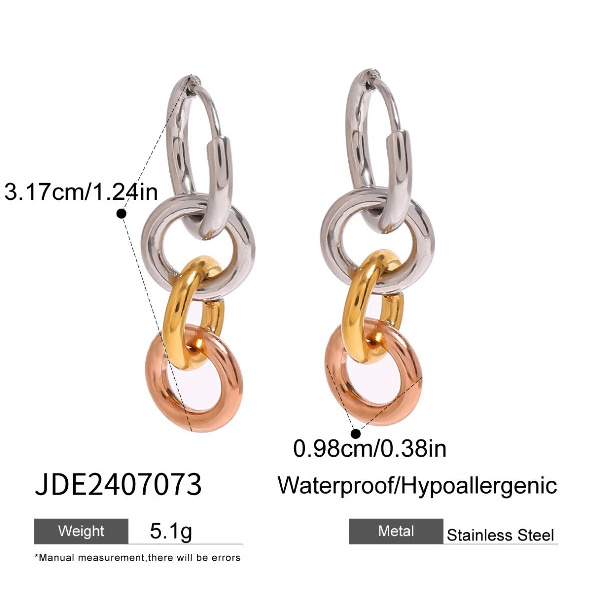 Wholesale  stainless steel color matching circle earrings
