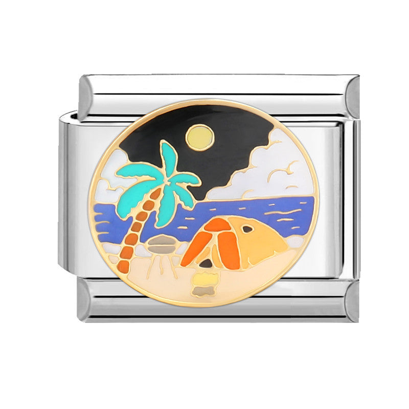 Wholesale  Italian Charm Bracelet 9mm DIY Splicing Removable Orange Holiday Collection Titanium Steel  Composable Bracelet