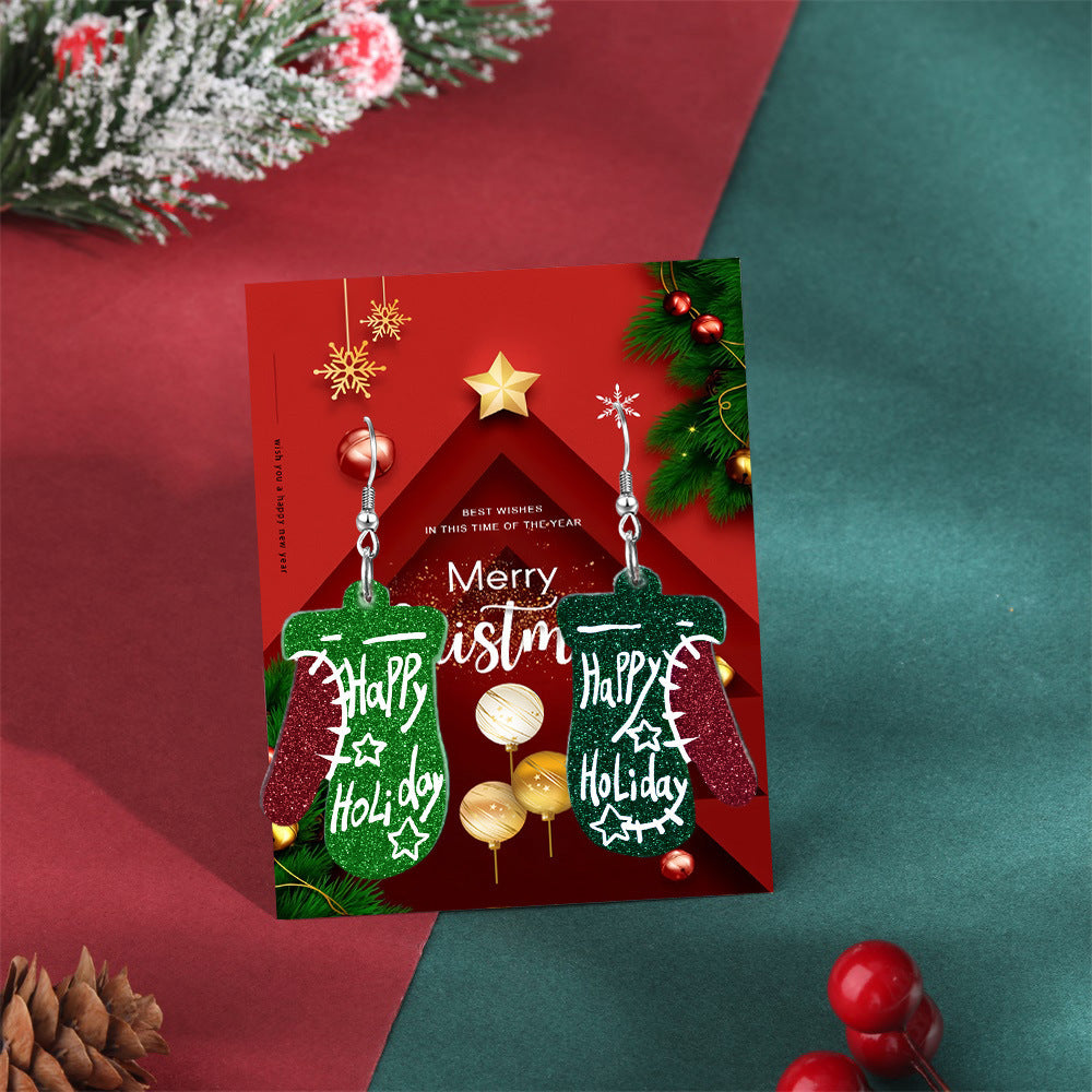 Wholesale acrylic earrings  personality Christmas Santa Claus earrings