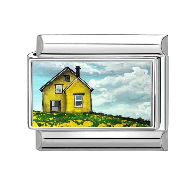 Wholesale Italian-Style Landscape Charm Stainless Steel Bracelet Jewelry Accessory