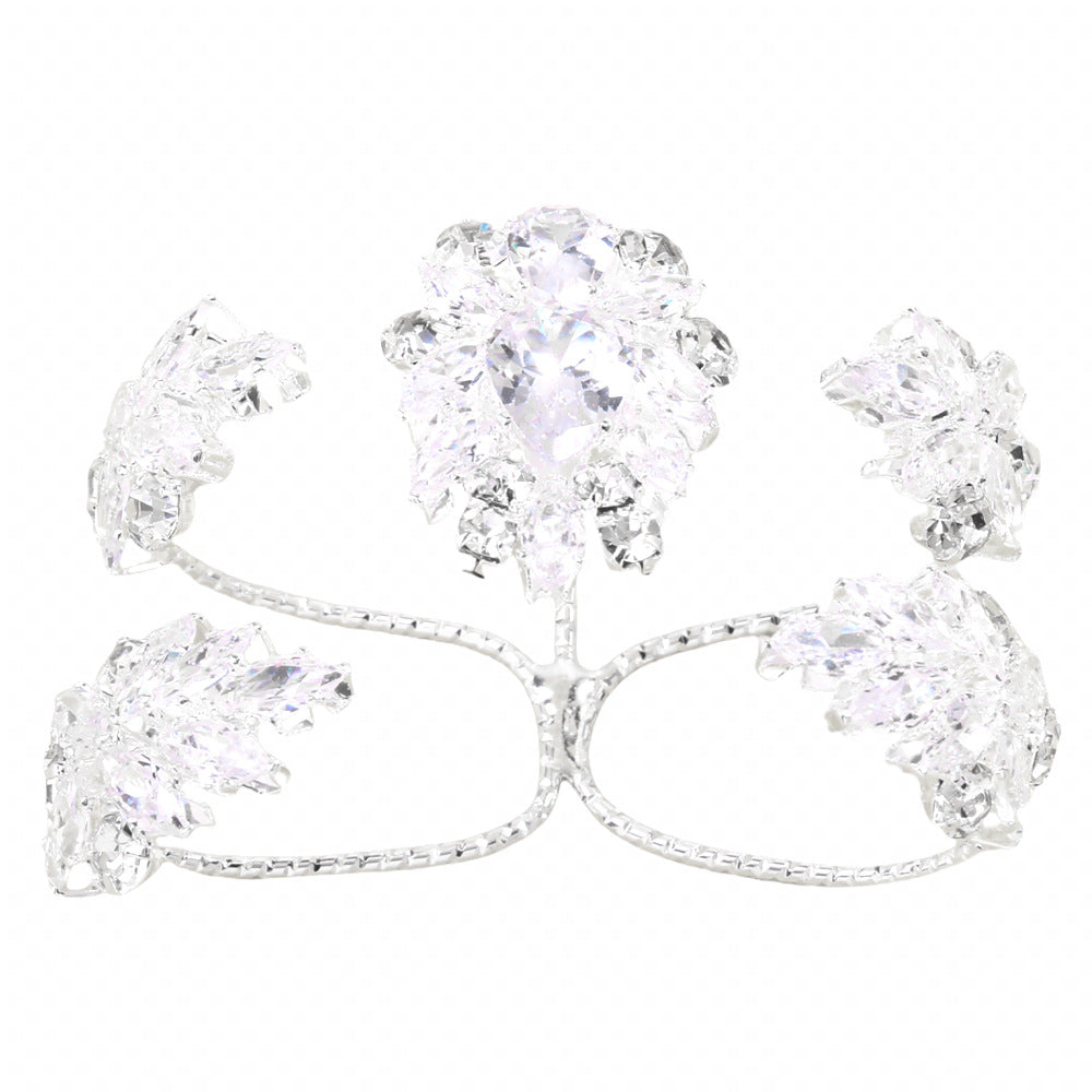 Wholesale  Leaf Ring  Light Luxury Zircon Open Ring