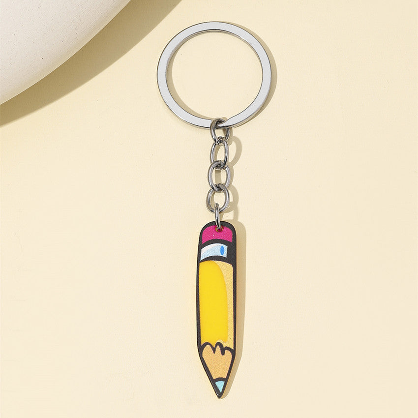 Wholesale pencil ruler stationery acrylic keychain ACC-KC-RongR026