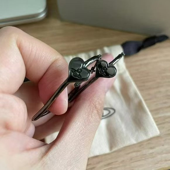 Wholesale Heart Two Tone Large Hoop Earrings