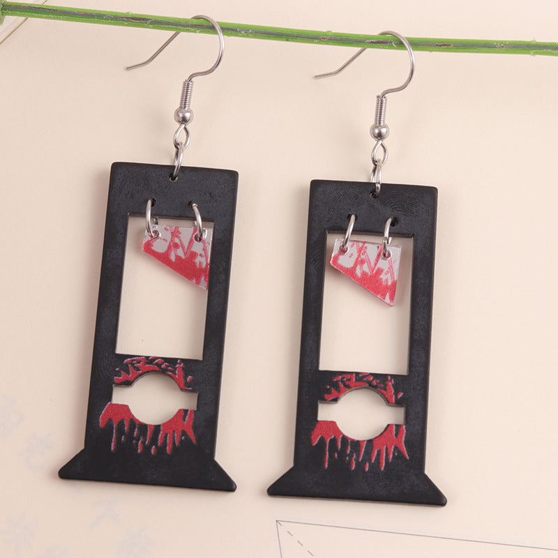 Wholesale Horror  Blooded Knife guillotine acrylic earring