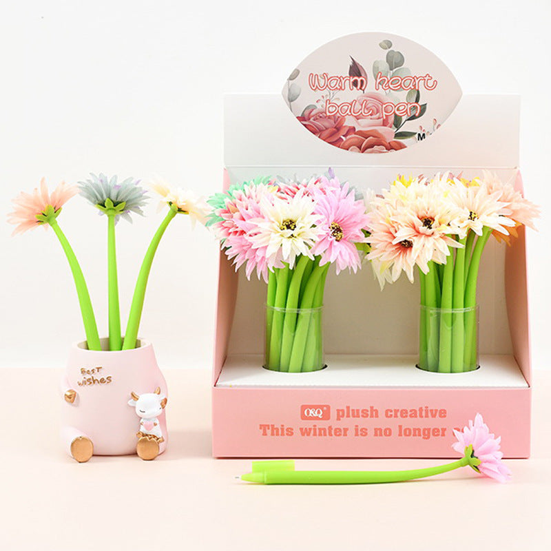 Wholesale Creative Flower Neutral Pens Soft Silicone Shaking Pen