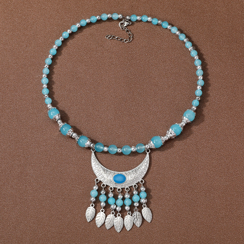 Wholesale Ethnic Style Crescent Leaf Forehead Chain Necklaces ACC-NE-Gumi004