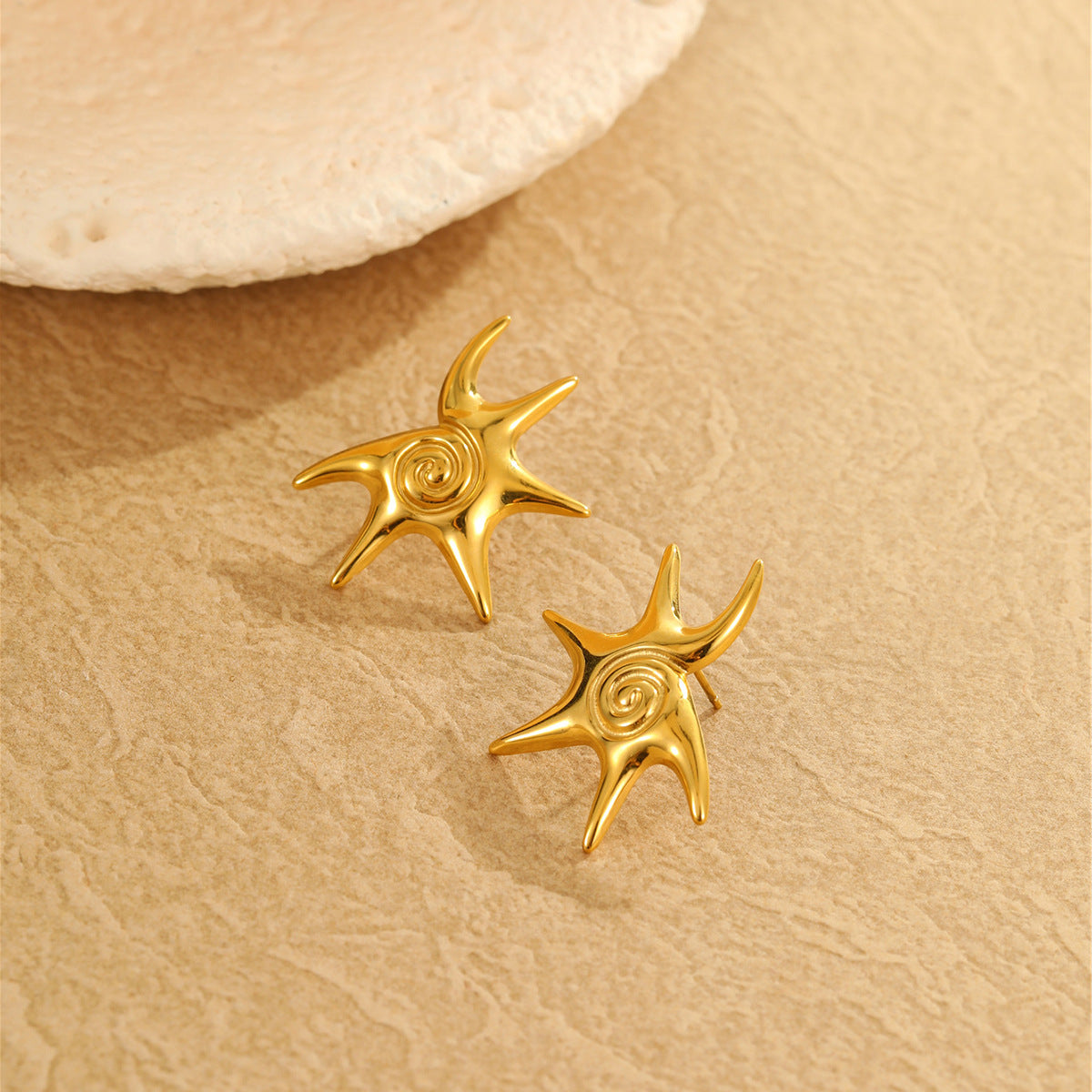 Wholesale  Ocean Style Stainless Steel Earrings Irregular Starfish Vortex  Earrings