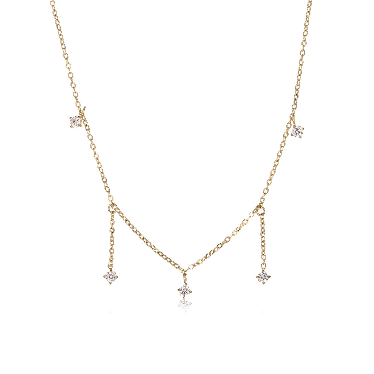 Wholesale stainless steel zircon pendant light luxury necklace jewelry