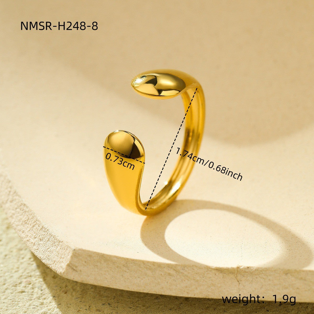 Wholesale 18k gold geometric irregular stainless steel ring