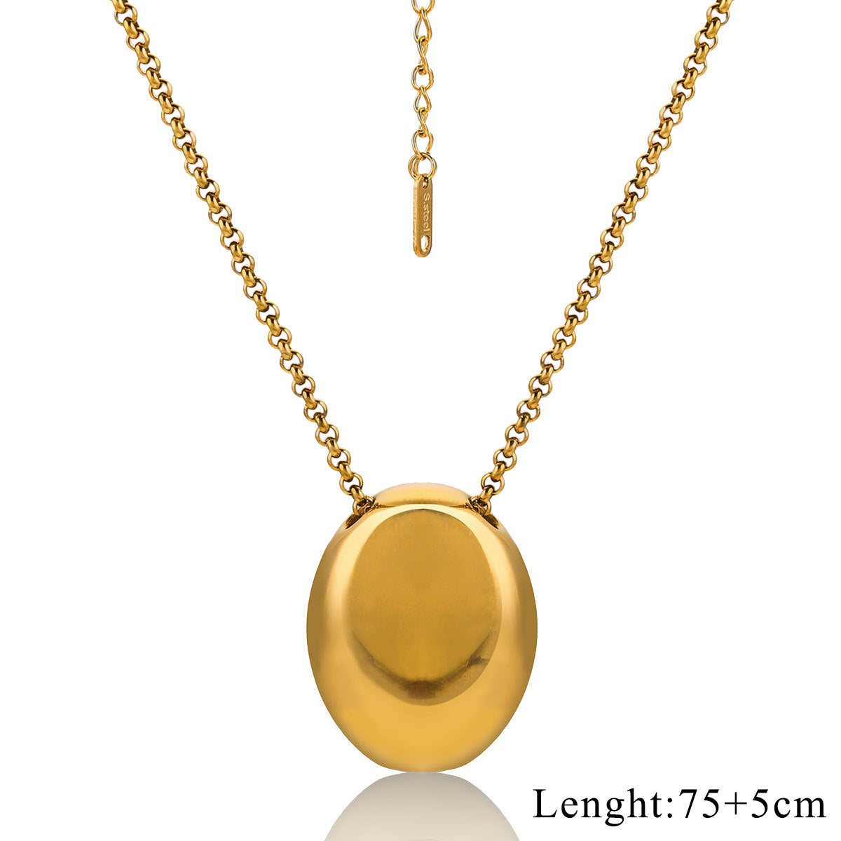 Wholesale Stainless Steel Long Oval Pendant Necklace