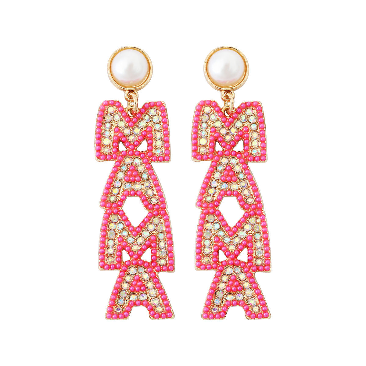 Wholesale  Mother's Day alloy diamond mother English letter earrings