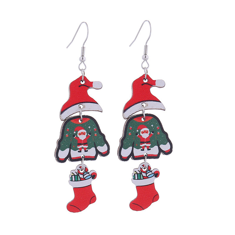 Wholesale Christmas Tree Hat Bell Ear Snowman Earrings ACC-ES-CT035