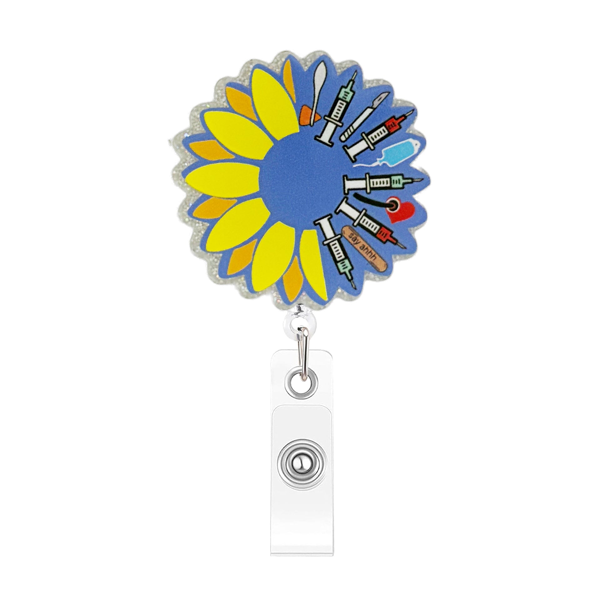 Wholesale Glitter Acrylic Retractable ID Card Holder Heart Design for Girls Fashion Accessory