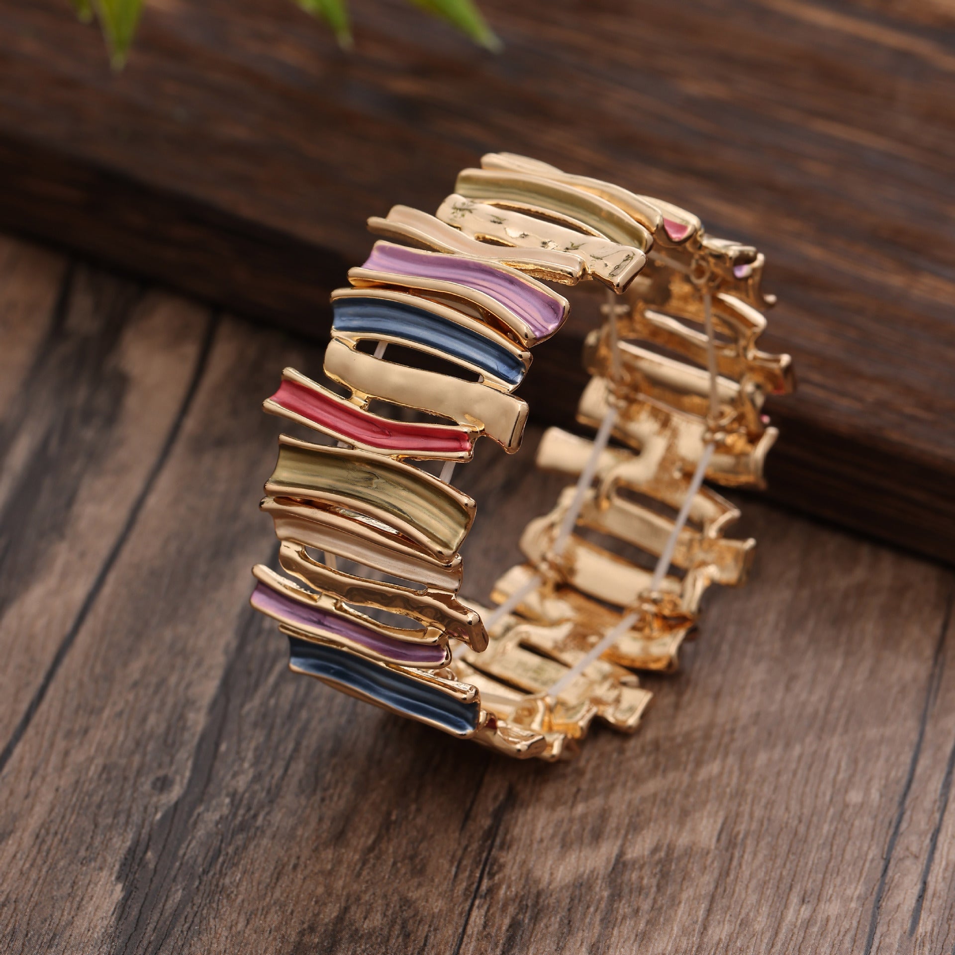 Wholesale  creative irregular geometric oil dripping environmental protection alloy elastic bracelet