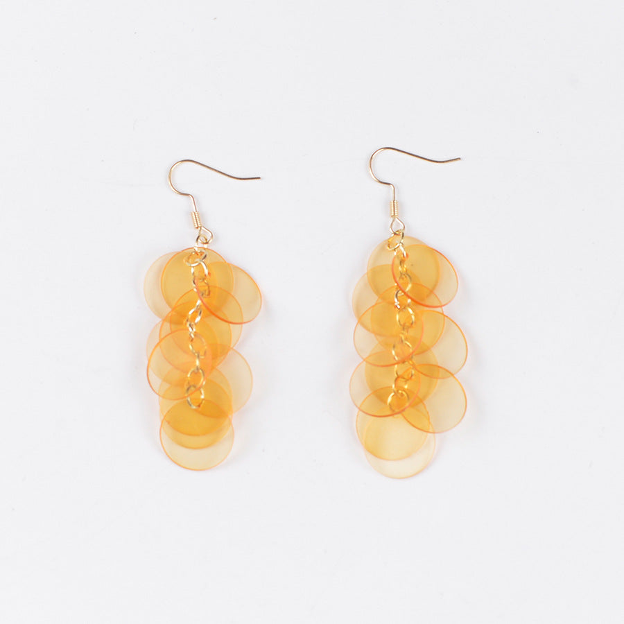 Wholesale  seaside holiday style transparent color round tassel earrings