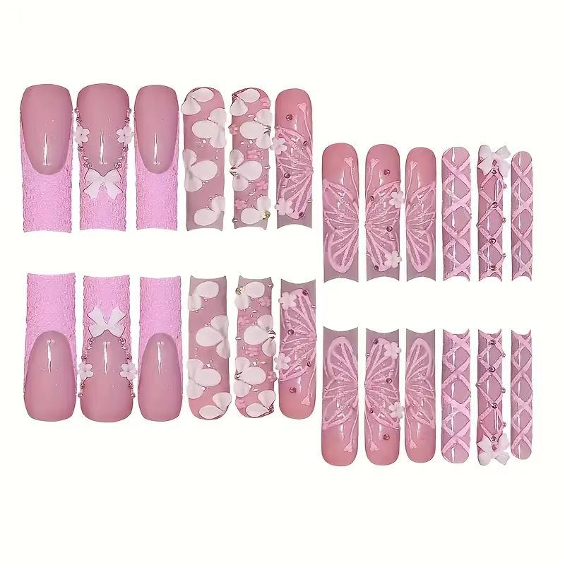 Wholesale 24 Pieces/box Flower Butterfly Nails Kits Nail Stickers