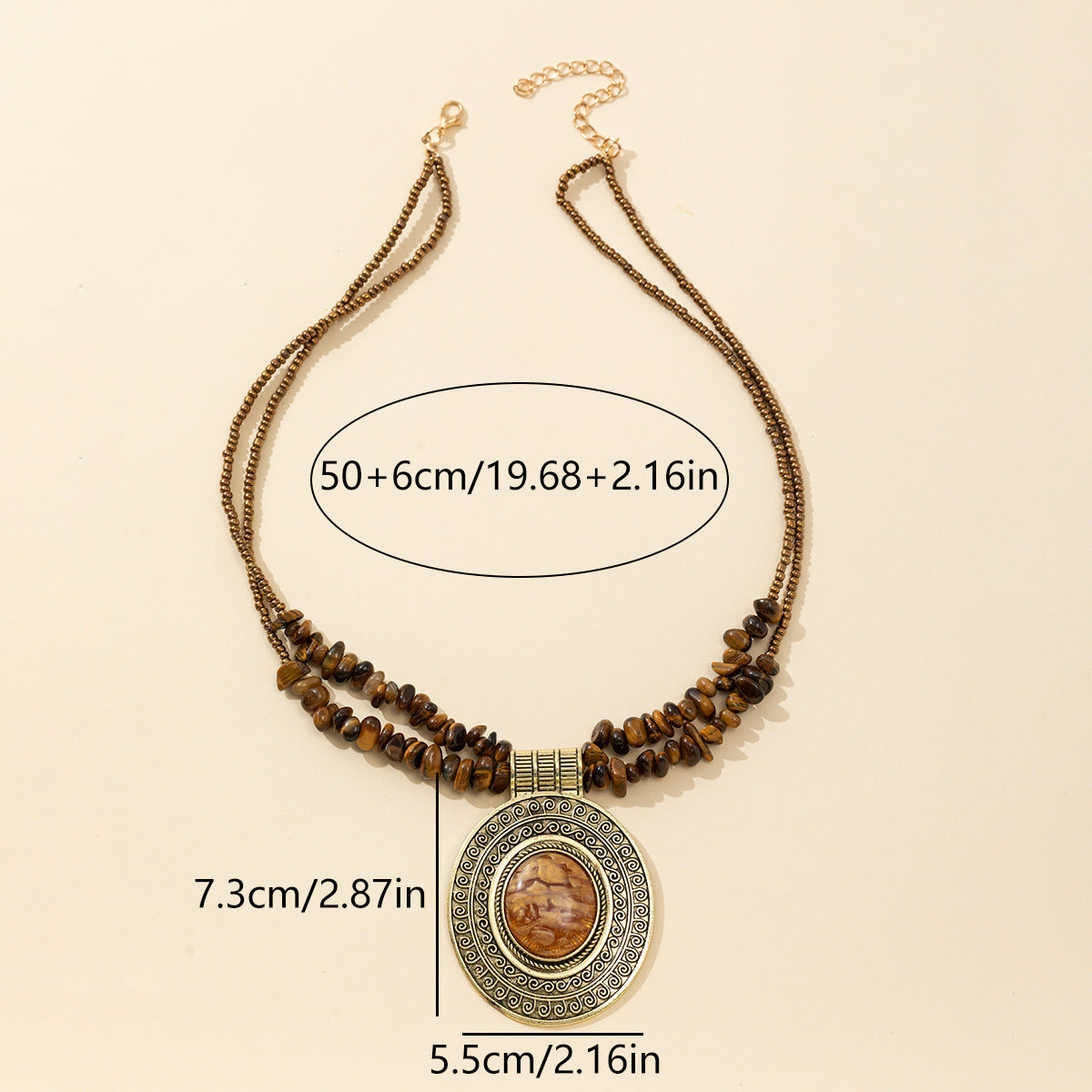 Wholesale Zinc Alloy Vintage Distressed Turquoise Gravel Necklace Ethnic Retro Style Fashion Accessory