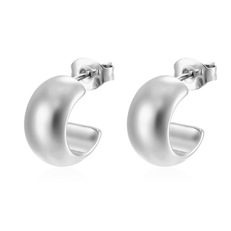 Wholesale C- shaped semicircle stainless steel earrings