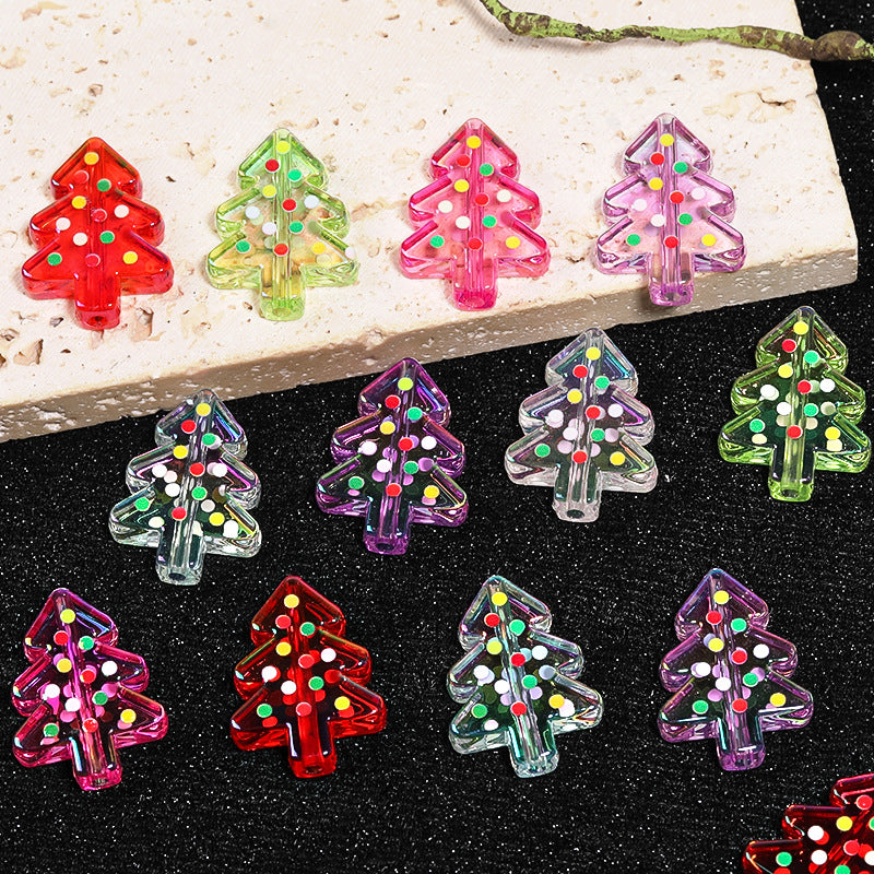 Wholesale 100pcs Christmas Acrylic Double-sided Polka Dot Christmas Tree Beads Diy Accessories ACC-BDS-BLG063