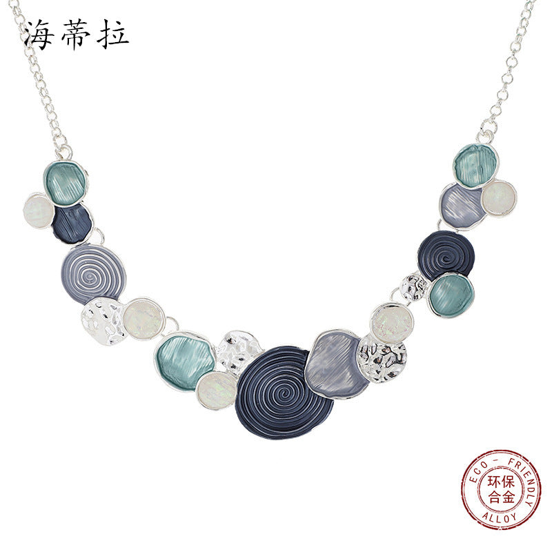 Wholesale  Round Colorful Painted Oil Alloy Necklace