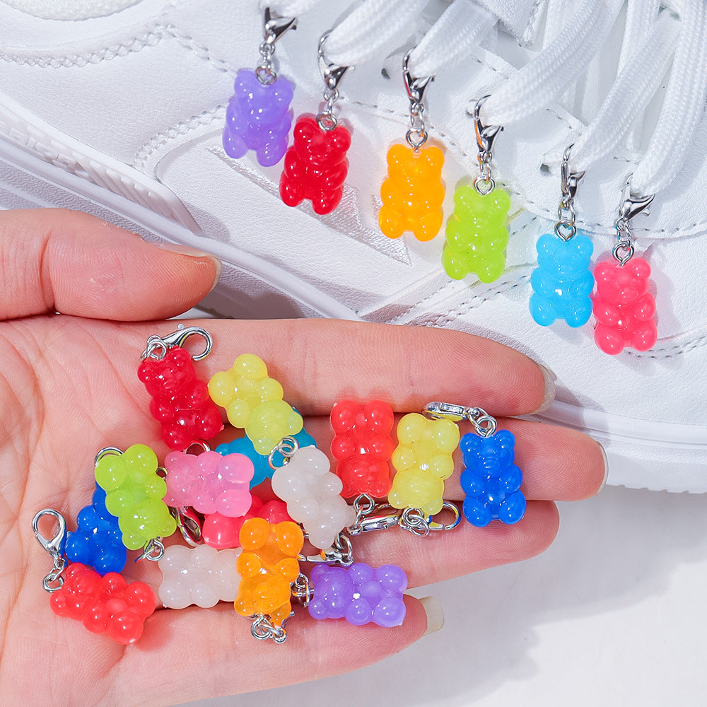 Wholesale 10pcs/pack Candy Color Bear Pendant DIY Universal Buckle Pendant Necklace Bracelet Keychain Shoe Bag Accessories Pendant Accessories
