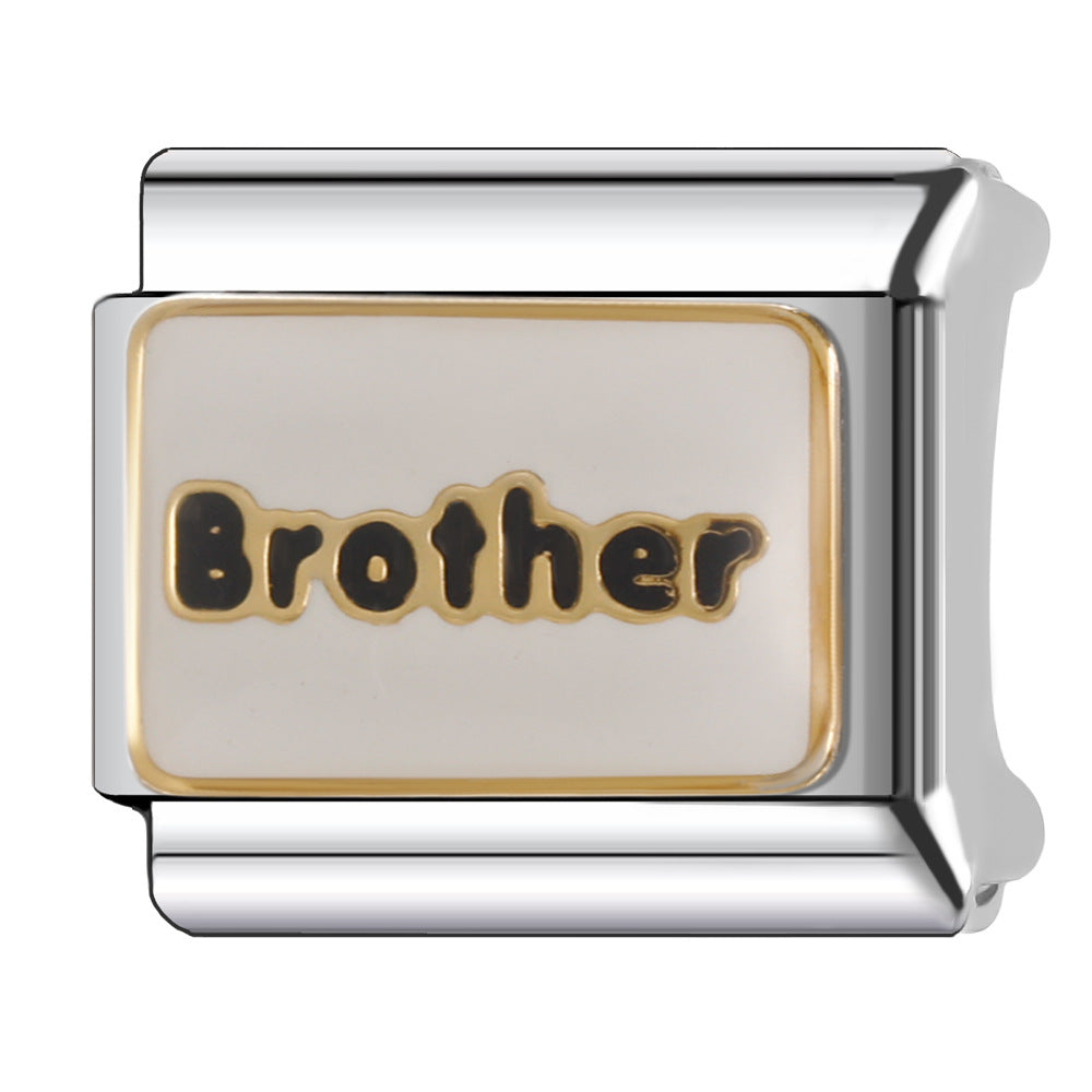 Wholesale Italian Charm Bracelet 9mm DIY Splicing English Series Stainless Steel Composable Bracelet