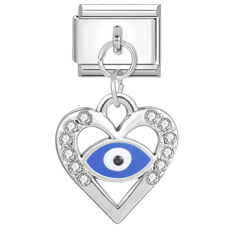 Bracelet de charme italien en gros 9 mm DIY Esplicing Blue Eyes Bracelet composable en acier inoxydable