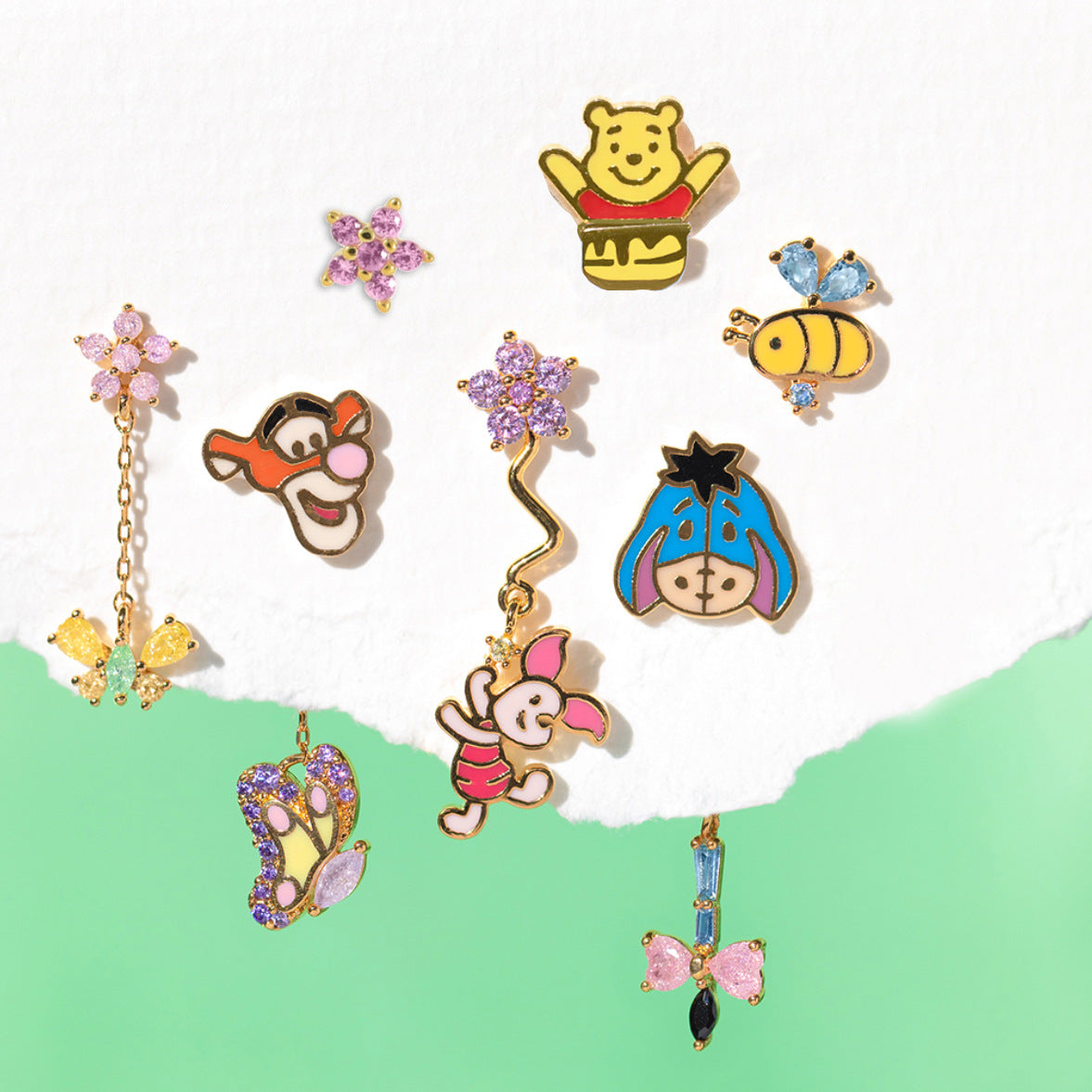 Wholesale Four-piece Set of Oil-drop Zircon Cartoon Earrings ACC-ES-Xiny010