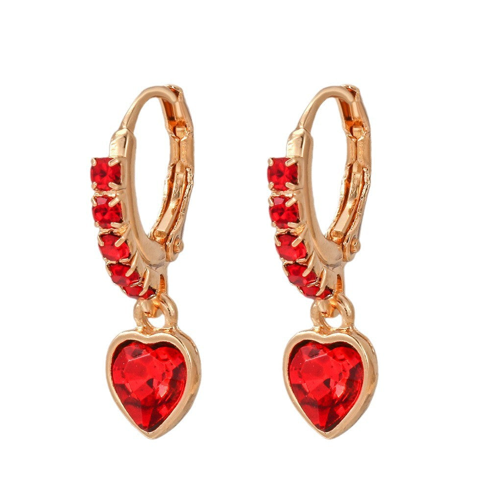 Wholesale  Metal Alloy Diamond Peach Heart Pendant Earrings