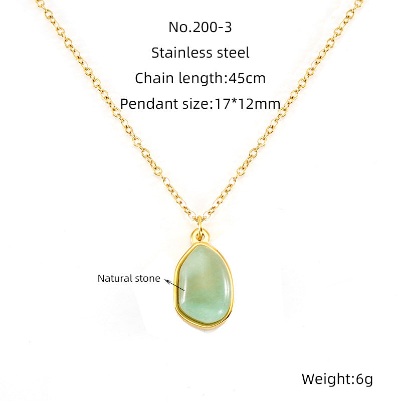 Wholesale  irregular natural stone necklace stainless steel does not fade 18K gold plated clavicle chain