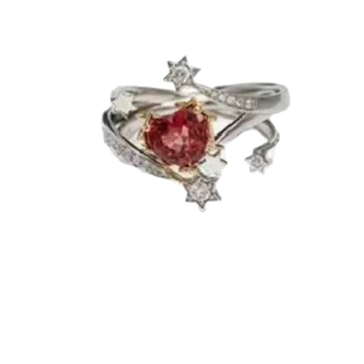 Wholesale red zircon open star ring