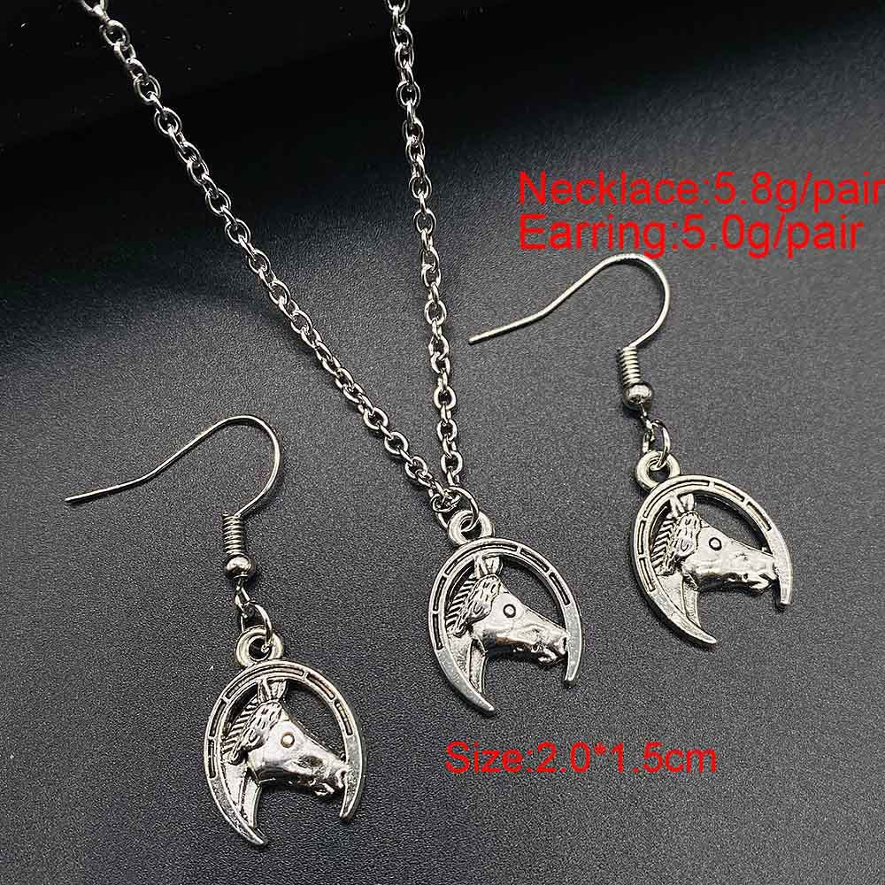 Wholesale Trendy Western Turquoise Cactus Cattle Head Earrings &  Necklace Set Jewelry Accessory