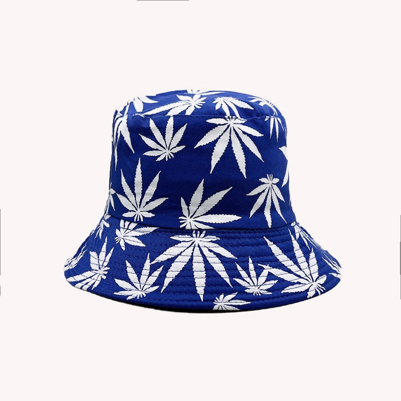Wholesale Palm Tree Print Reversible Bucket Hat Breathable Autumn Hand-Painted Sun Hat Fashion Accessory