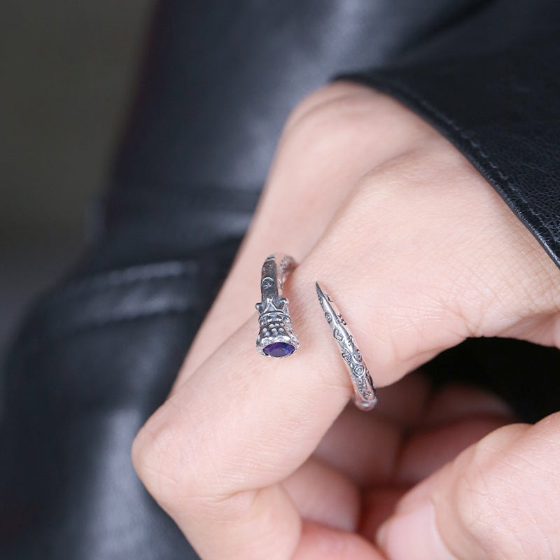 Wholesale  Retro Gemstone Crown Wand Ring