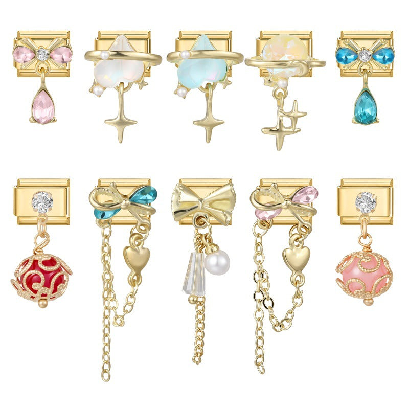 Wholesale Gold Bow Heart Tassel Pendant Set DIY Bracelet Jewelry Accessories Stylish Craft Supplies For Party And Boutique Resale