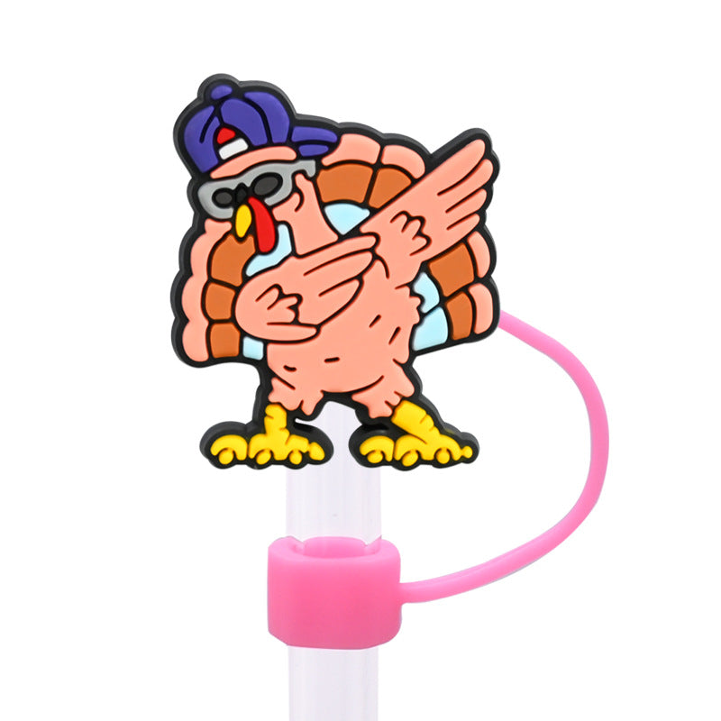 Wholesale Random 100pcs 8/10MM PVC Christmas Soft Straw Tube Cap