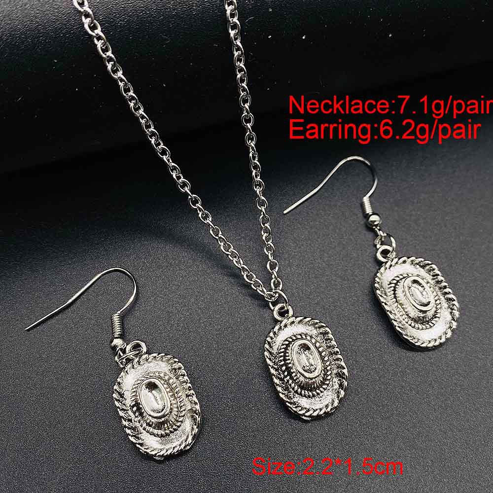 Wholesale Trendy Western Turquoise Cactus Cattle Head Earrings &  Necklace Set Jewelry Accessory