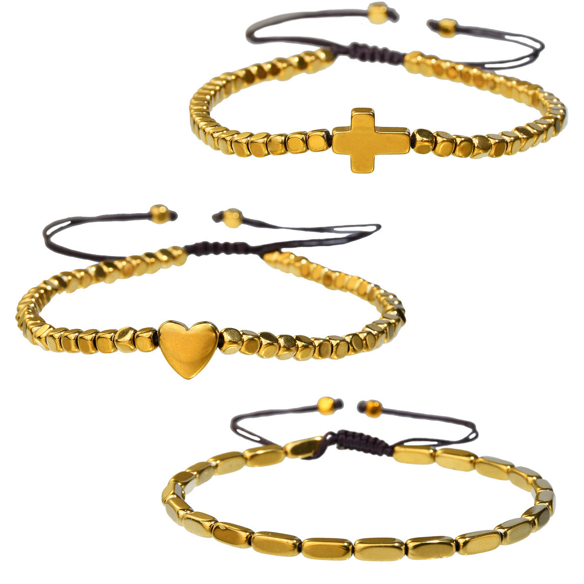 Wholesale  Cross Gold Bead Bracelet Stacked Style Fashion Accessory for Everyday Wear