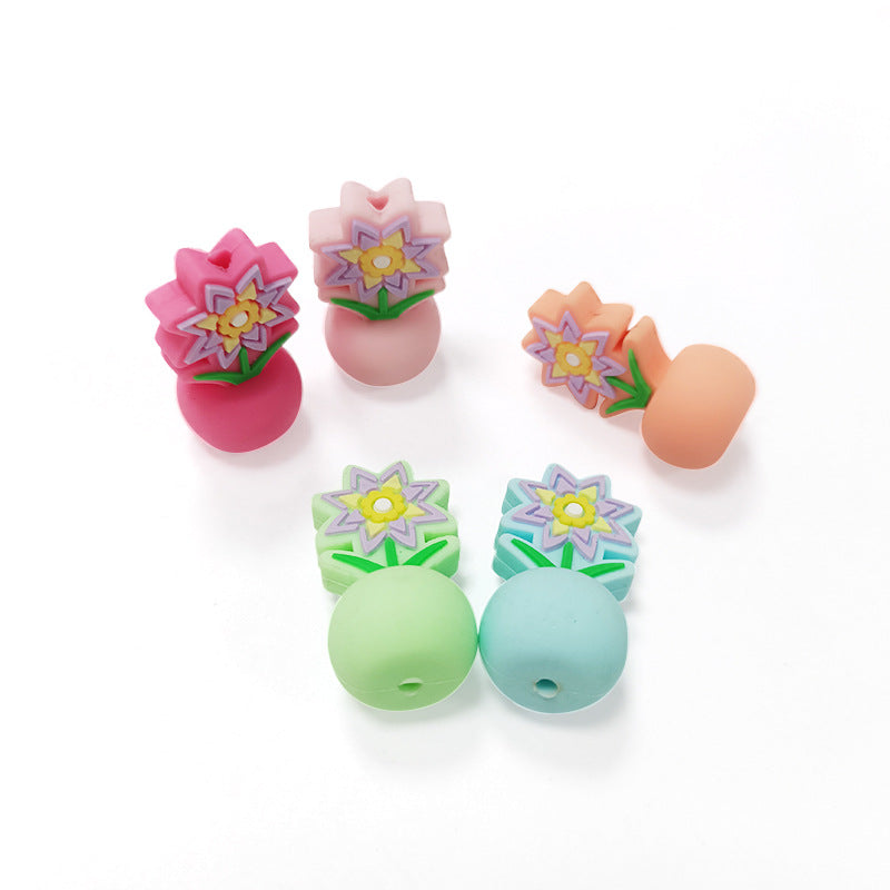 Wholesale Random 10pcs Three-dimensional Potted PVC Soft Glue Focal Beads DIY Beaded Pen Accessories