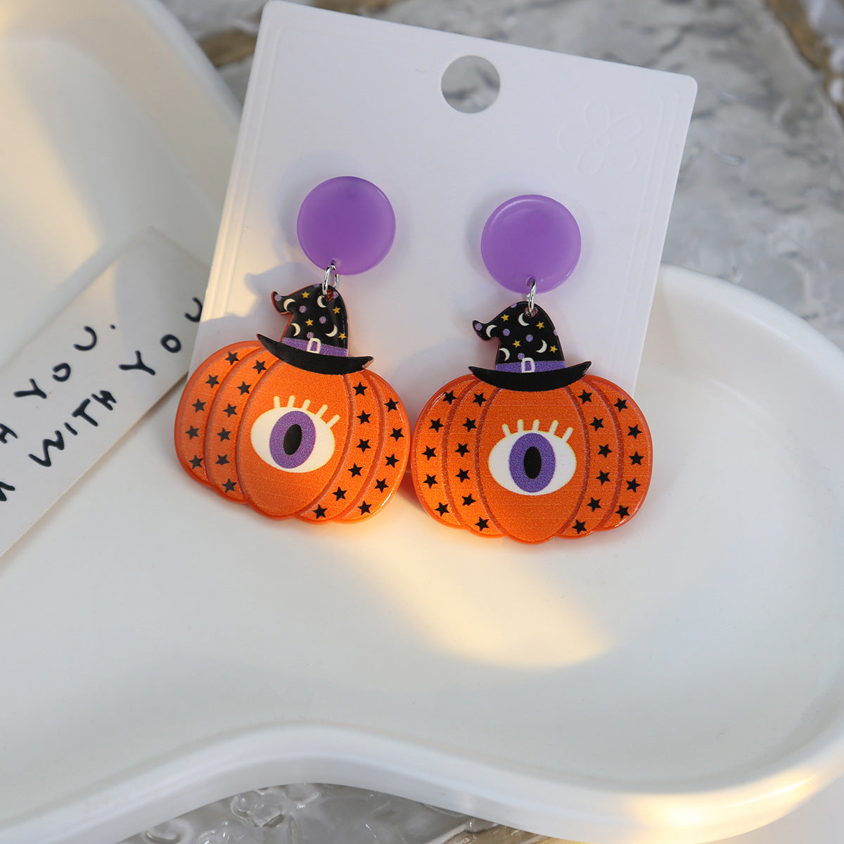 Wholesale Cartoon Pumpkin Halloween Acrylic Earrings ACC-ES-MDD031