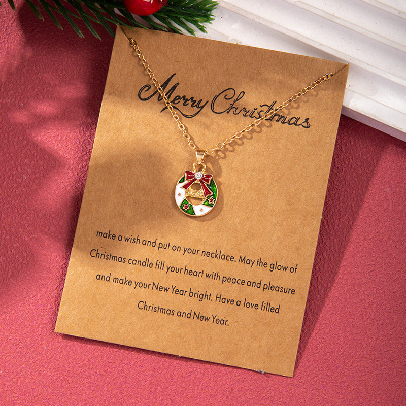 Wholesale Christmas Colored Oil Drop Pendant Christmas Tree Necklaces ACC-NE-Zhey002