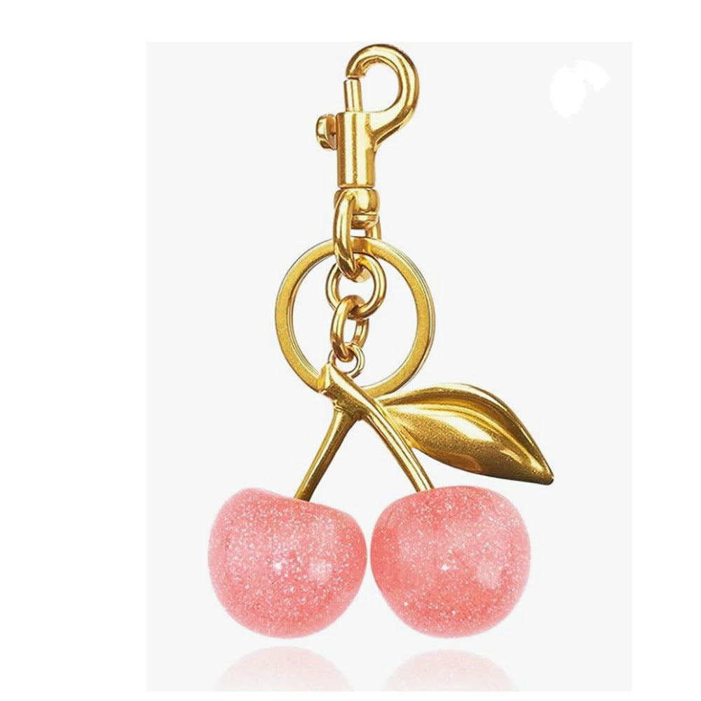 Wholesale Polished Plastic Resin Cherry Keychain Bag Pendant Sweet Style Decorative Accessory