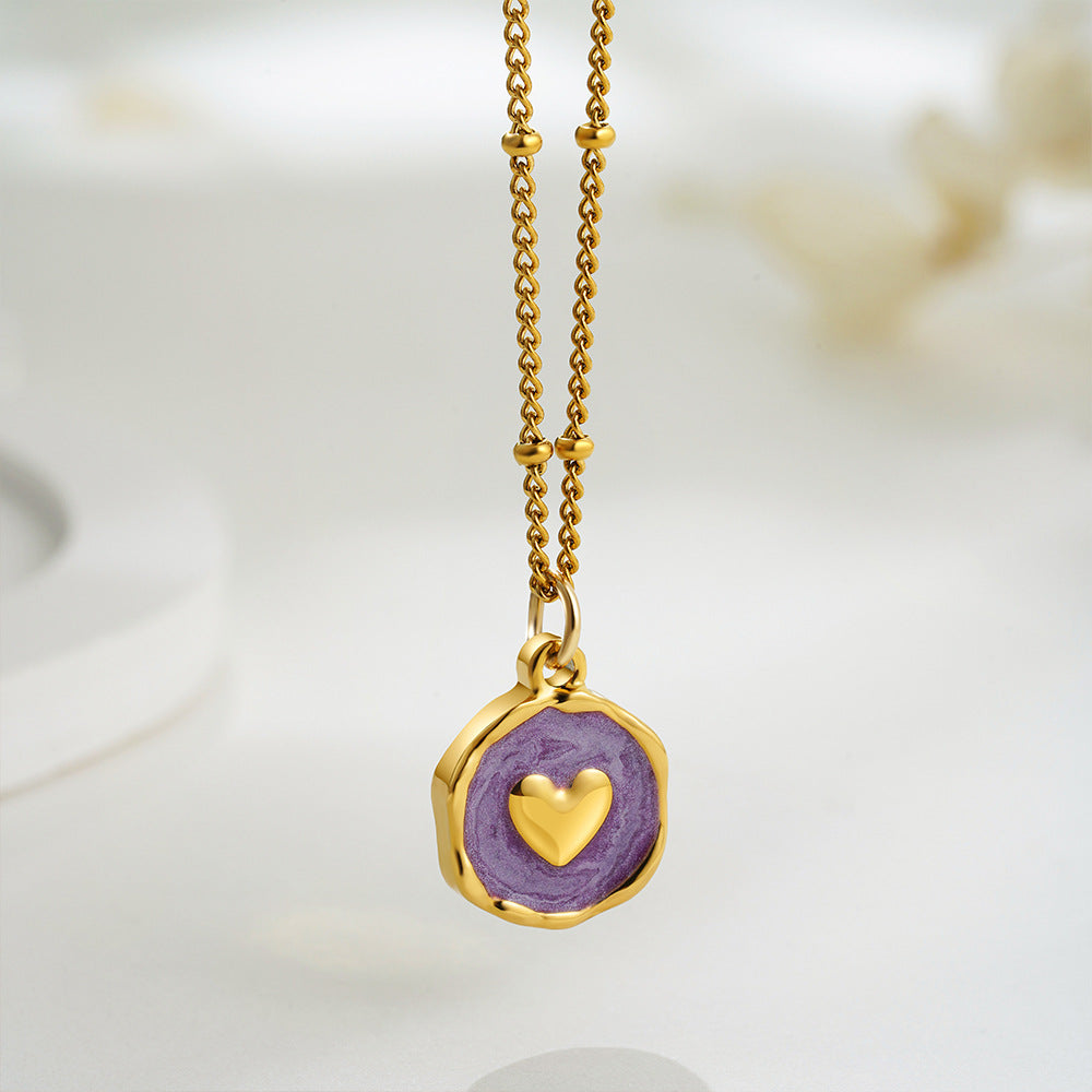 Wholesale  Stainless steel 18K gold color oil drop simple tag necklace